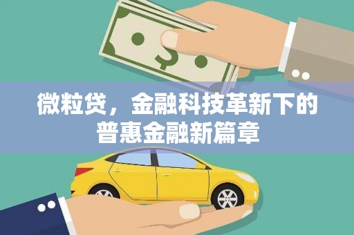 石家庄微粒贷，金融科技革新下的普惠金融新篇章