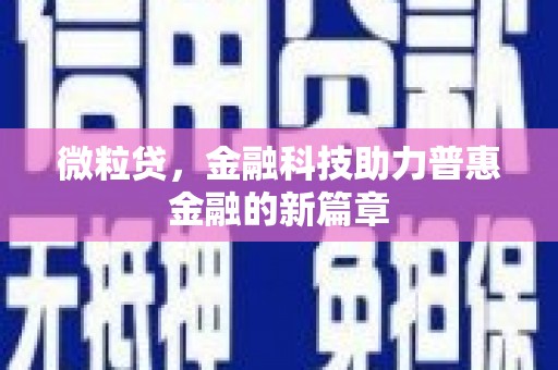 石家庄微粒贷，金融科技助力普惠金融的新篇章