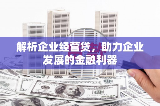 石家庄解析企业经营贷，助力企业发展的金融利器