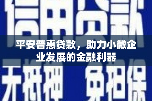石家庄平安普惠贷款，助力小微企业发展的金融利器