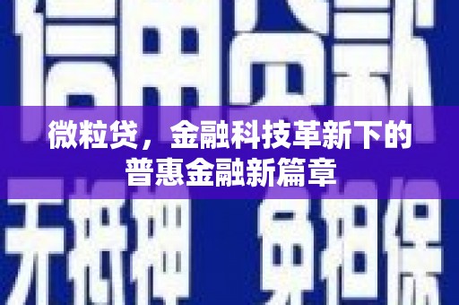 石家庄微粒贷，金融科技革新下的普惠金融新篇章