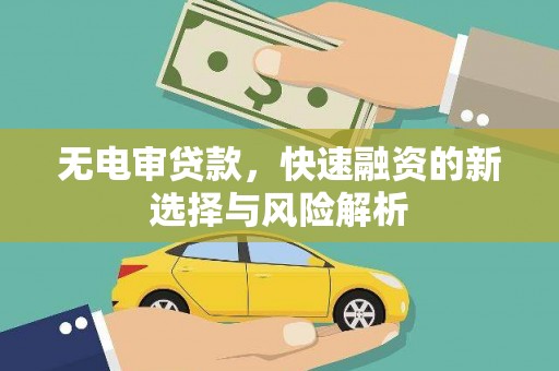 石家庄无电审贷款，快速融资的新选择与风险解析