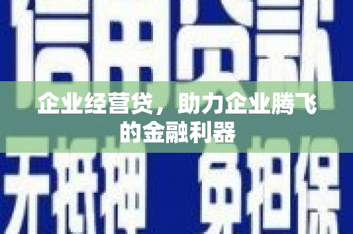 石家庄企业经营贷，助力企业腾飞的金融利器