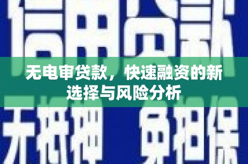 石家庄无电审贷款，快速融资的新选择与风险分析