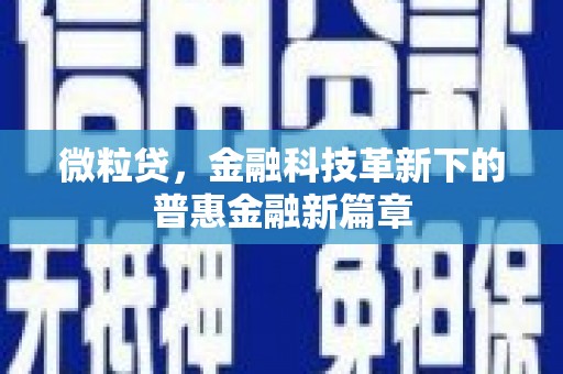 石家庄微粒贷，金融科技革新下的普惠金融新篇章