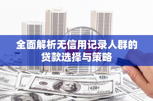 石家庄全面解析无信用记录人群的贷款选择与策略