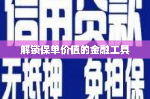 石家庄解锁保单价值的金融工具